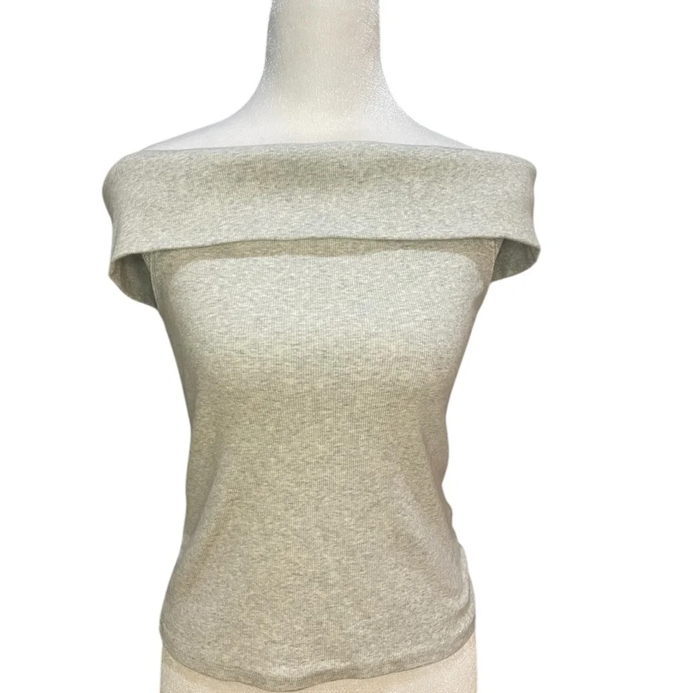 Hollister Light Gray Off-Shoulder Sweater